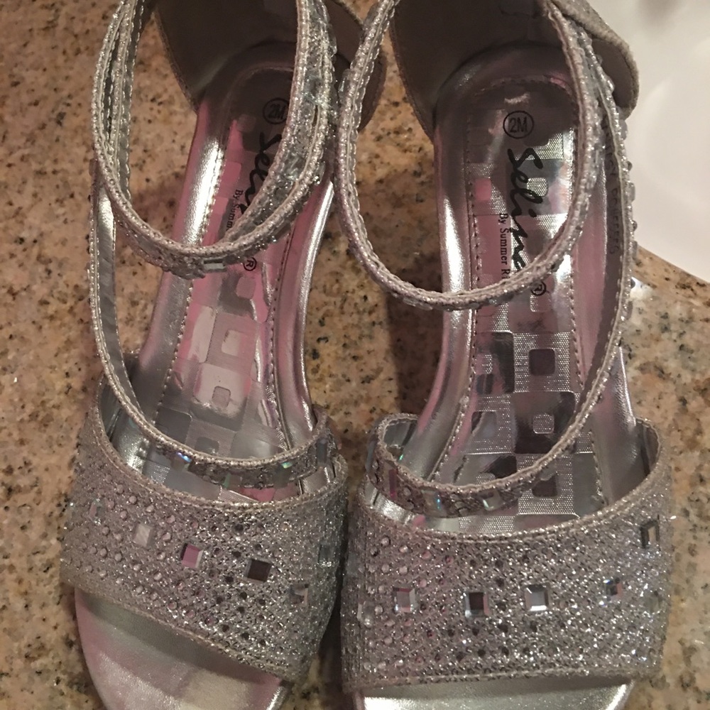 Silver sandal heels